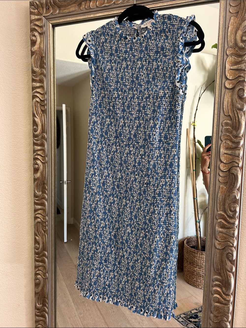 Nation brand Blue Patterned Sleeveless Midi Dress